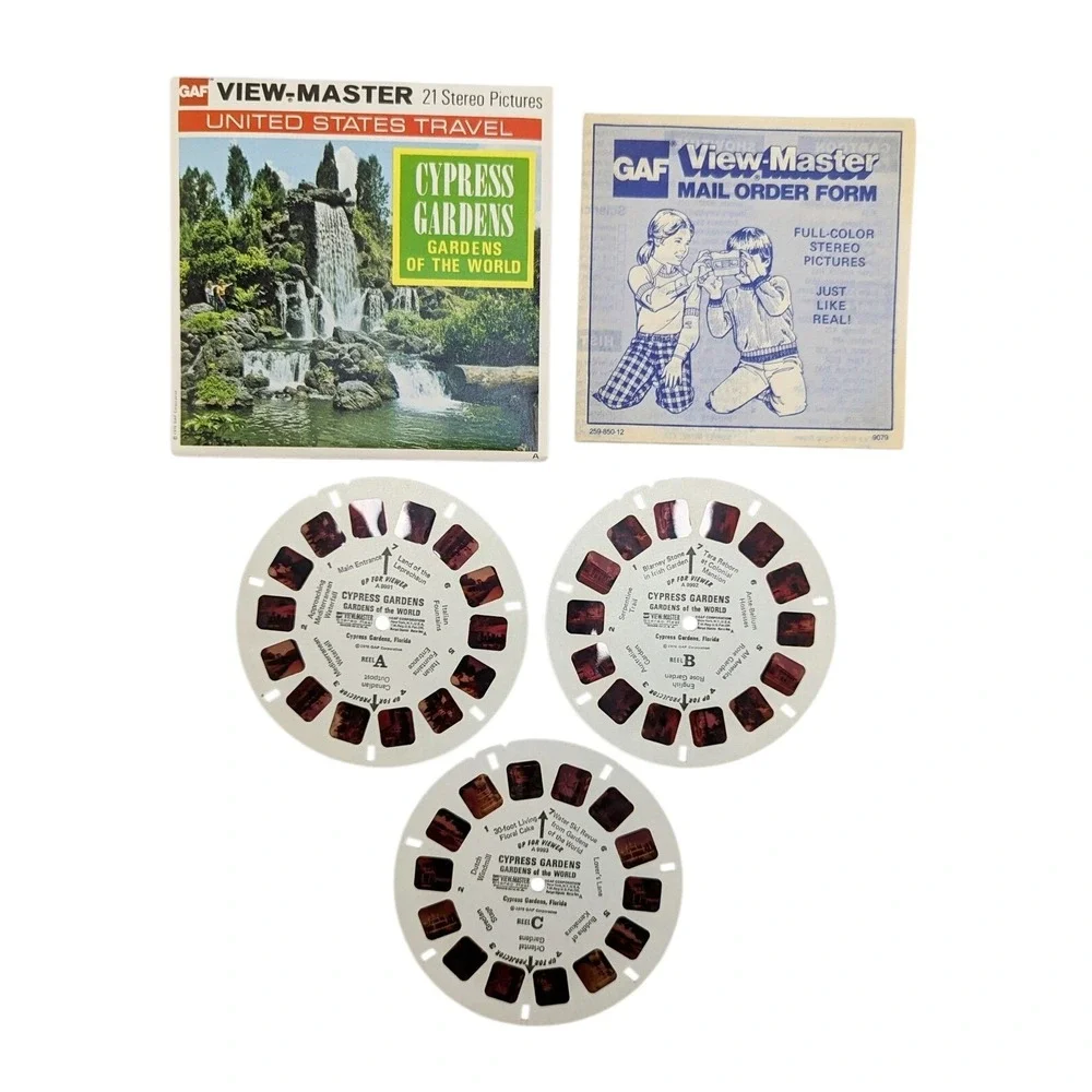 1976 GAF View-Master Cypress Gardens 21 Stereo Pictures 3 Reel Pack